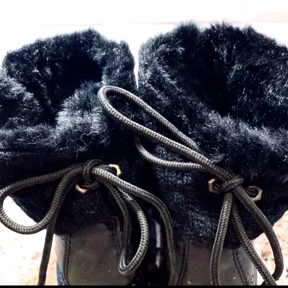 Cat Catapiller Women’s Bruiser Scrunch Fur Casual Work Winter Boots Black